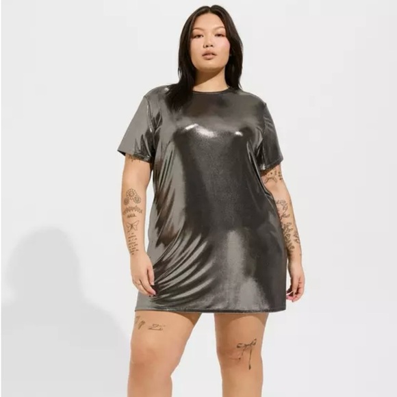 Mini Liquid Shine Relaxed T-Shirt Dress Sz 3x - Picture 3 of 6